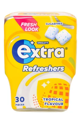 Wrigley's Extra Refreshers Tropical Sugar Free Chewing Gum, 30 Pieces