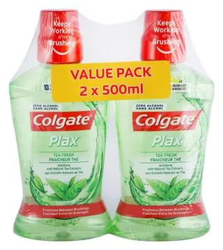 Colgate Plax Anti Germ Mouthwash Fresh Tea Flavor with Natural Tea Extract (Value Pack), 2x500ml