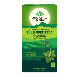 Organic India Tulsi Green Tea Classic Tea Bags, 25 Bags, 43.5g
