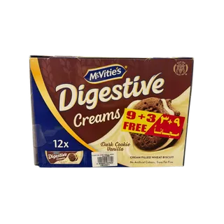McVitie's Digestive Creams Vanilla Dark Cookie , 12x40g (9+3 Free)