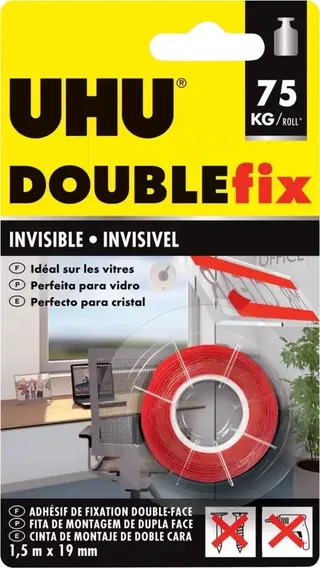 UHU Doublefix Tape Invisible Blister 1.5Mx19 75Kg 44868