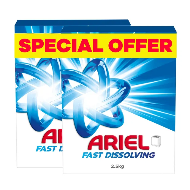 Ariel High Set Original Scent Detergent Powder, 2x2.5kg