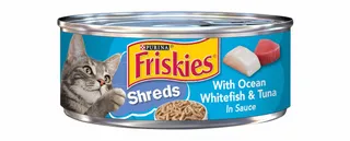 Purina Friskies Wet Cat Food Shreds with Ocean Whitefish & Tuna in Sauce, 156g