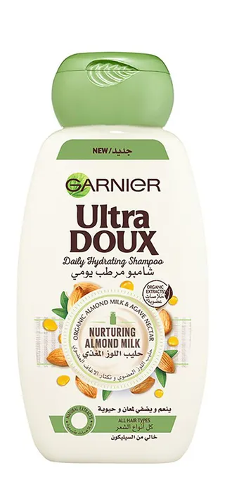 Garnier Ultra Doux Daily Hydrating & Nurturing Shampoo with Organic Almond Milk & Agave Nectar for All Hair Types