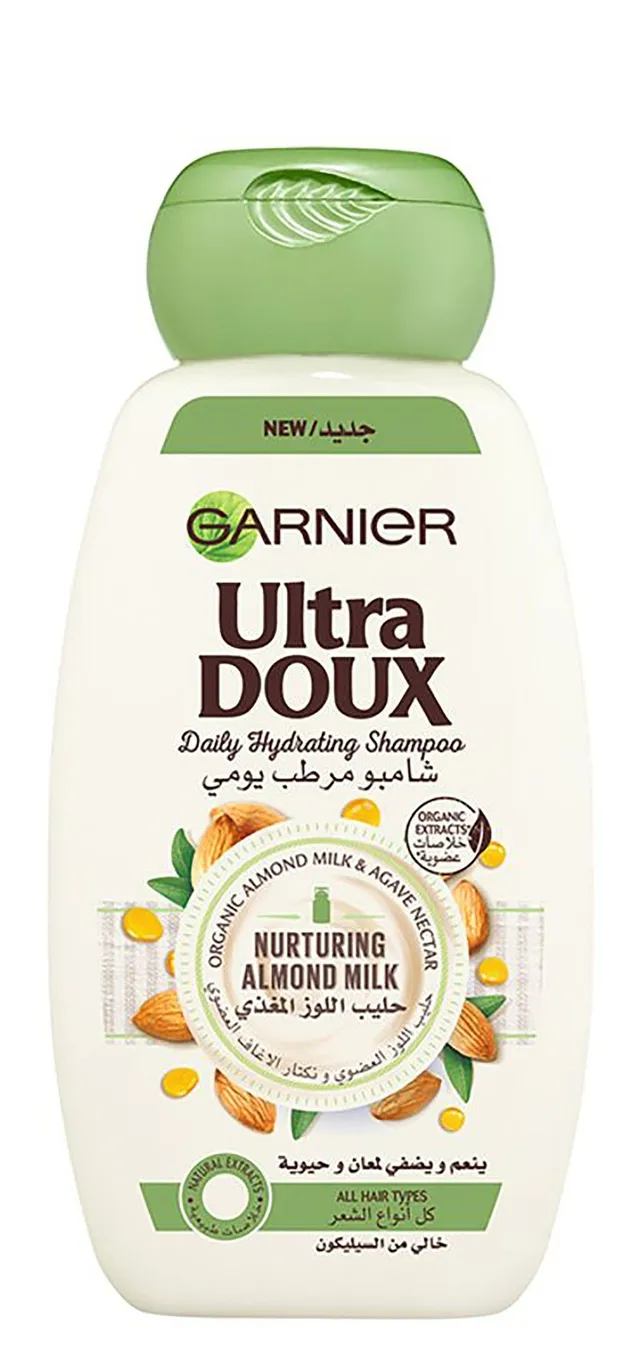 Garnier Ultra Doux Daily Hydrating & Nurturing Shampoo with Organic Almond Milk & Agave Nectar for All Hair Types