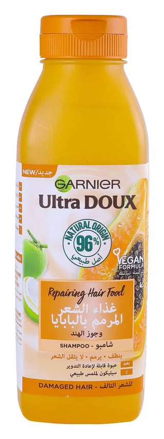 Garnier Ultra Doux Nourishing & Repairing Shampoo with Papaya & Coconut Extracts for Damaged Hair