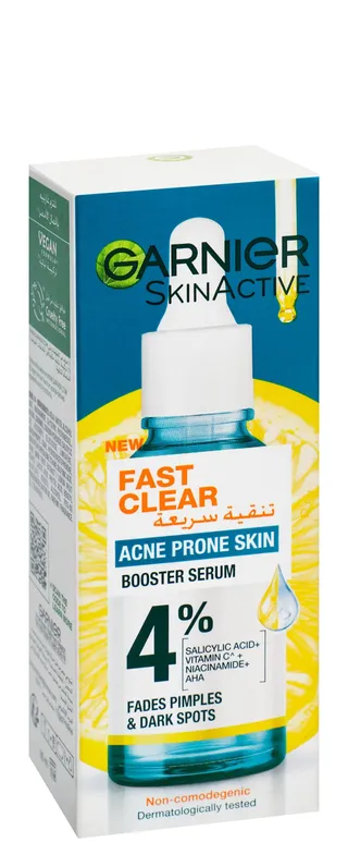 Garnier Skin Active Fast Clear, Anti-Dark Spots & Anti-Pimple Booster Facial Serum with Vitamin C, Niacinamide & Salicylic Acid for Acne Prone Skin
