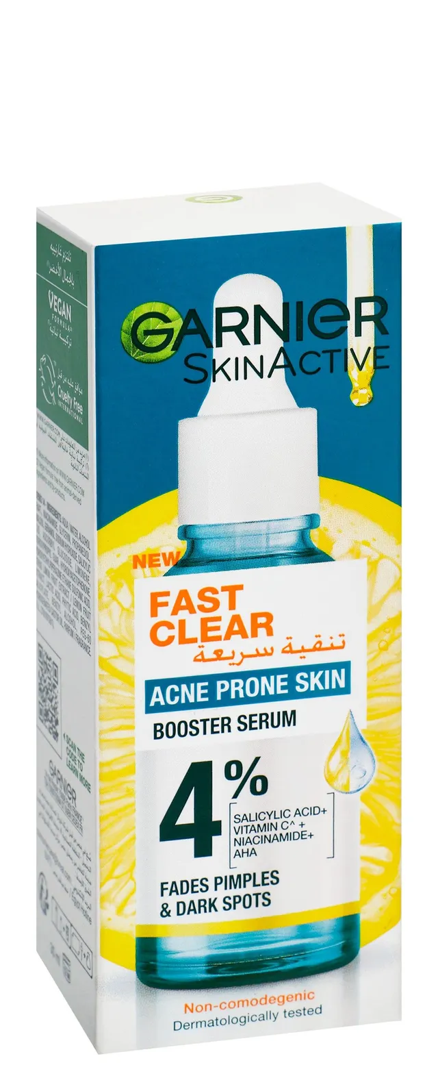 Garnier Skin Active Fast Clear, Anti-Dark Spots & Anti-Pimple Booster Facial Serum with Vitamin C, Niacinamide & Salicylic Acid for Acne Prone Skin
