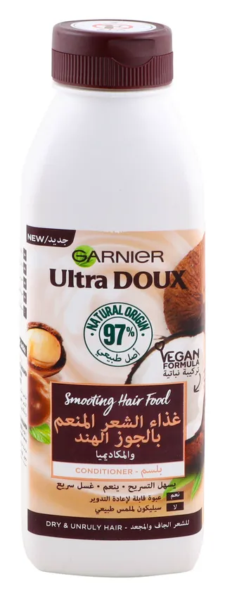 Garnier Ultra Doux Smoothing Conditioner with Macadamia Nuts & Coconut Extracts for Dry & Unruly Hair, 350ml