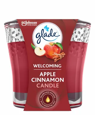 Glade Welcoming 96g Apple & Cinnamon Scented Candle with Essential Oils, 1 Piece