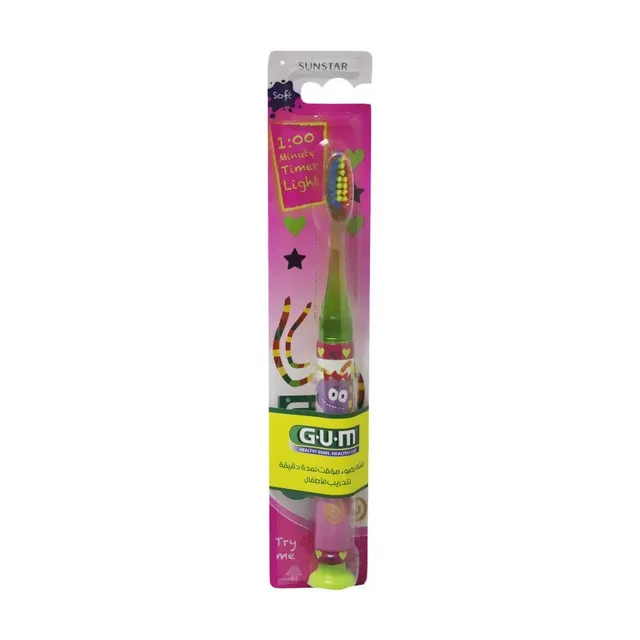 GUM Blue Light-Up Soft Toothbrush with Timer Light for Kids (6+ Years), 1 Piece