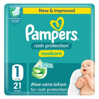 Pampers Care Carry Pack Baby Diapers, Size 1, 21 Pieces