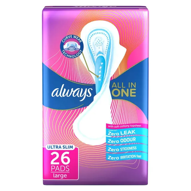 Always Ultra Slim Large Sanitary Napkins, 26 Pieces