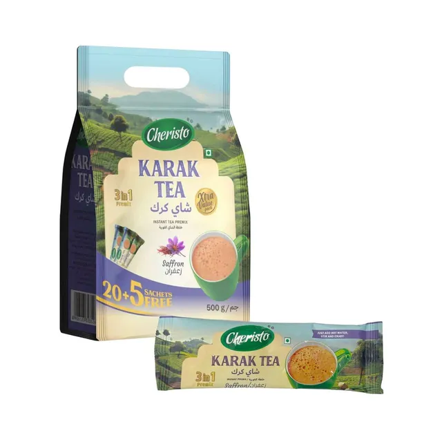 شريستو شاي كرك 3×1خلطة الزعفران 20 حبة + 5 مجانا