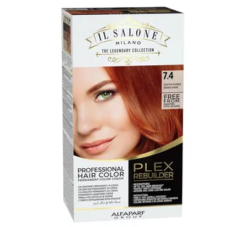 Alfaparf Plex Rebuilder Professional Permanent Hair Color 7.4, Copper Blonde