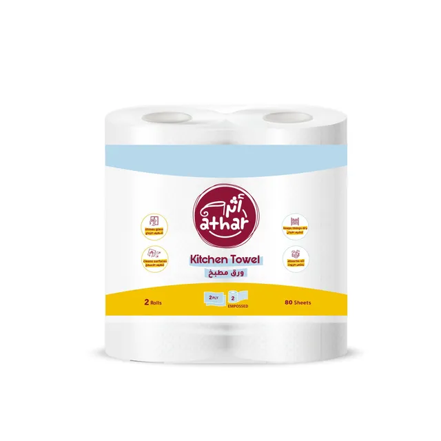 أثر منشفة مطبخ، 2Ply، 80 ورقة، 2 Rolls