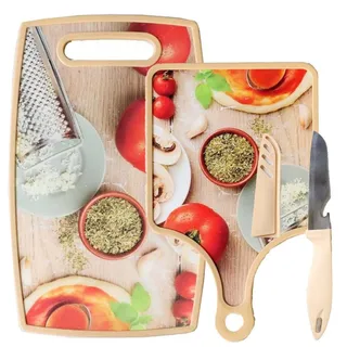 Plastic Cutting Board with Knife, 2 Pieces