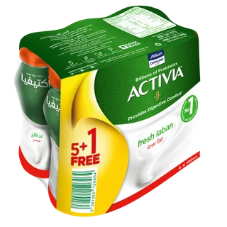 Activia Low Fat Laban Drink, 6x180ml