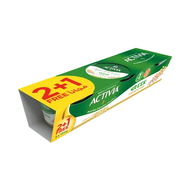 أكتيفيا زبادي يوناني بالحبوب والشوفان عبوة اقتصادية 3 × 150 جم