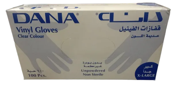 Dana Vinyl Gloves Non Powdered Extra Large, 100 Pieces