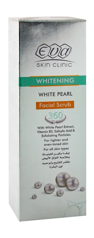 Eva Skin Clinic Whitening Facial Scrub with White Pearl Extract for All Skin Types, 100ml