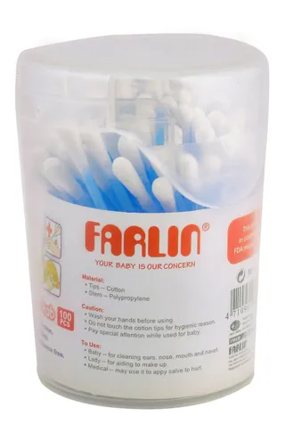 Farlin Blue Cotton Swabs, 100 Pieces