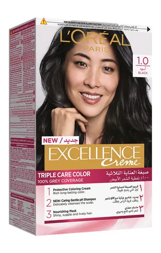 لوريال Excellence Triple Care Hair Color Cream Black 1.0, 1 Pack