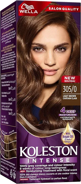 Koleston Intense Hair Color Creme with Argan Oil - Light Brown 305/0, 1 Pack