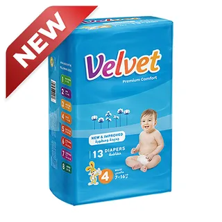 Velvet Premium Comfort Diapers Blue, 13 Diapers