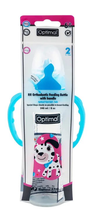 Optimal Orthodontic Feeding Bottle With Handle, 240ml