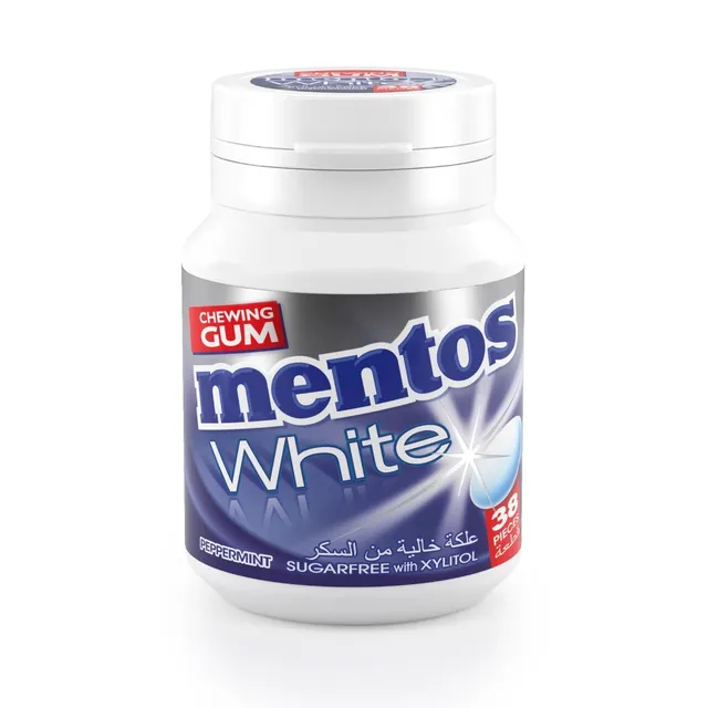Mentos White Chewing Gum Peppermint Flavor with Xylitol 38 Pieces