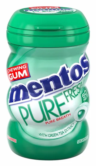 Mentos Pure Fresh Spearmint Gum with Green Tea Extract, 50 Pieces