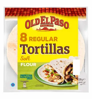 Old El Paso Regular Soft Flour Tortilla Wraps (8 Pieces), 326g