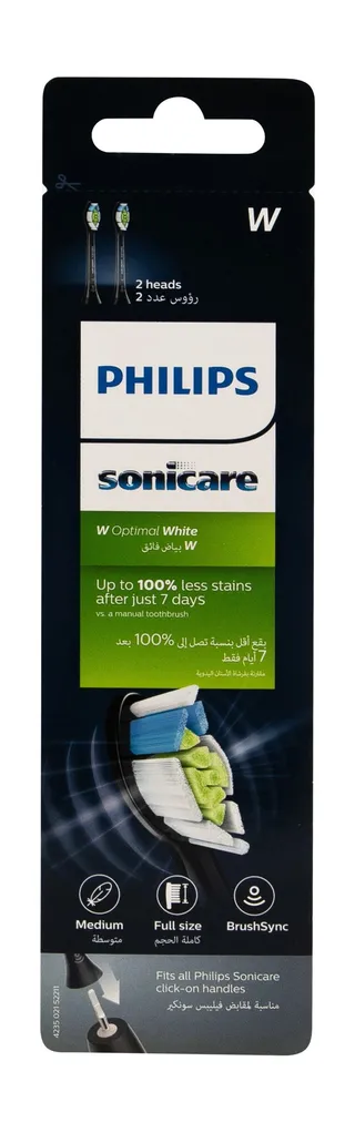 Philips Sonicare Black W Optimal White Medium Toothbrush Heads, 2 Pieces