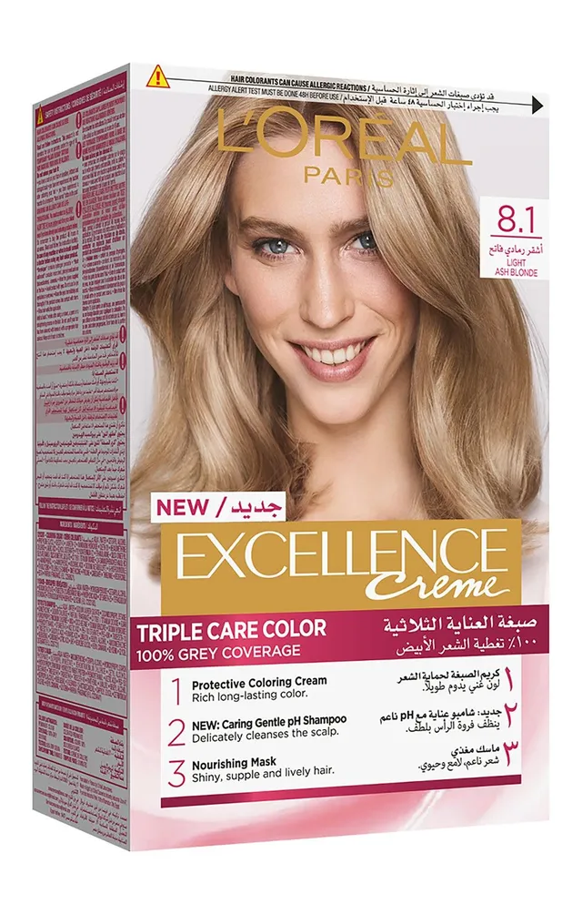 L'Oreal Excellence Triple Care Hair Color Cream Light Ash Blonde 8.1