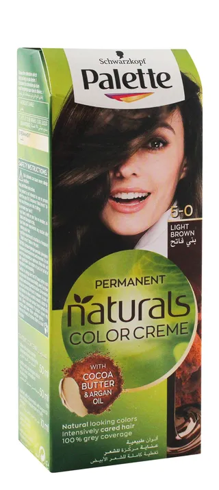 Schwarzkopf Palette Hair Color Creme with Cocoa Butter & Argan Oil Light Brown 5-0, 1 Pack