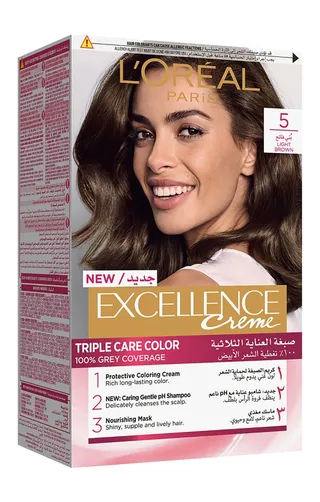لوريال Excellence Triple Care Hair Color Cream Light Brown 5, 1 Pack