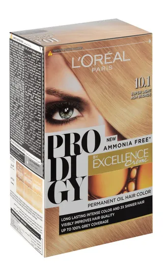 لوريال Prodigy Permanent Oil Hair Color Kit Super Light Ash Blonde 10.1, 1 Pack