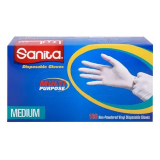 Sanita Medium Multipurpose Disposable Vinyl Gloves, 100 Pieces