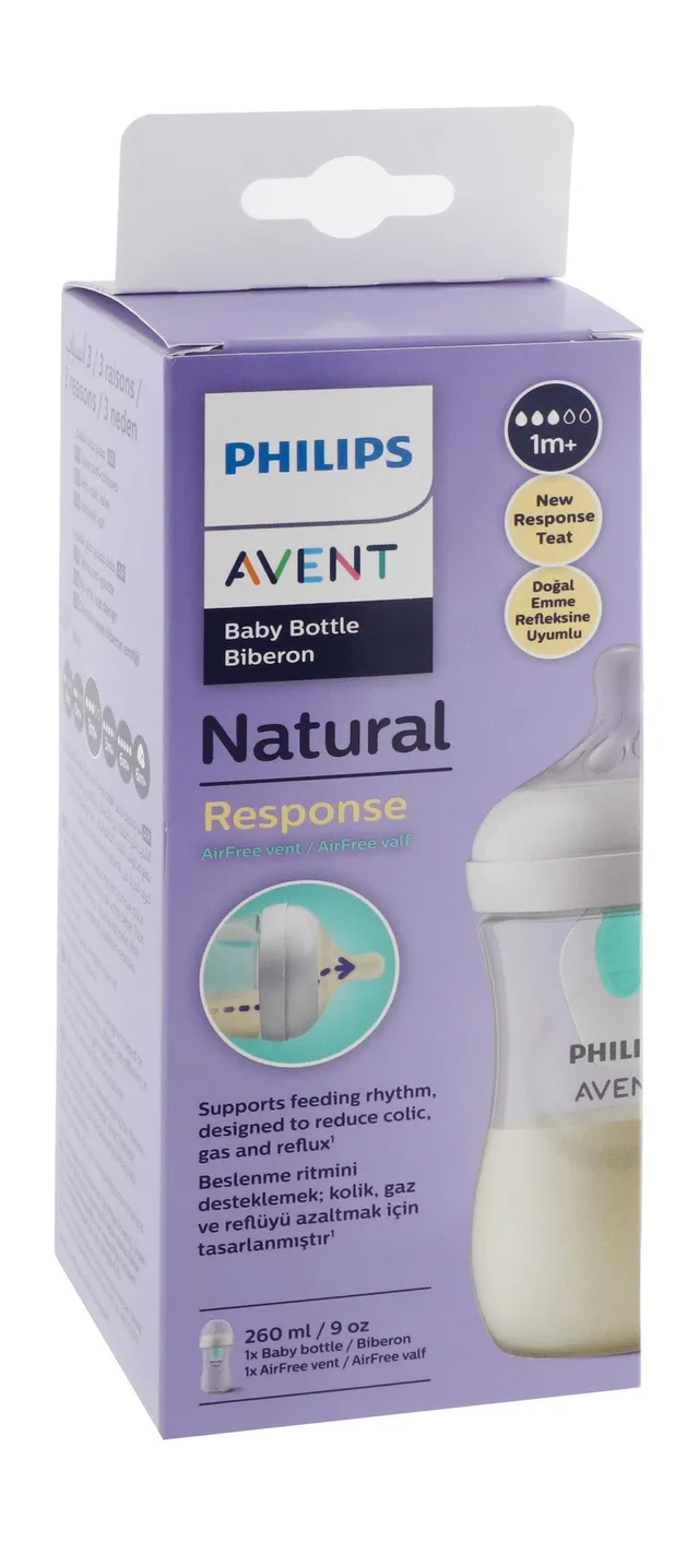 Philips Avent Natural Response White 260ml Anti-Colic Feeding Bottle (1+ Months), 1 Piece