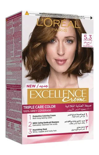L'Oreal Excellence Triple Care Hair Color Cream Light Golden Brown 5.3, 1 Pack