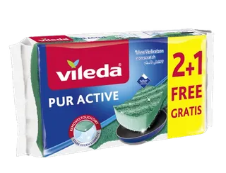 Vileda Pur Active Medium Foam Dishwashing Scourer, 3 Pieces