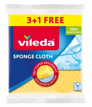 Vileda Cleaning Sponge Cloth, 3+1 Pieces