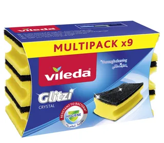 Vileda Glitzi Crystal Antibacterial Sponge Scourer Multipack, 9 Pieces