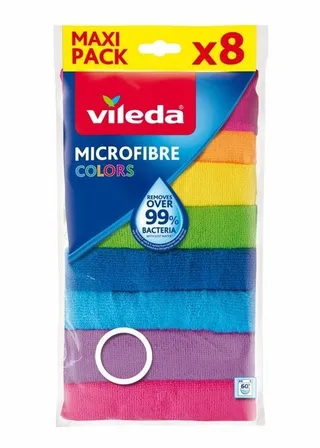 Vileda Microfibre Colors Cloth, 8 Pieces