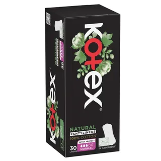 Kotex Natural Pantyliners Normal, 30 Pieces