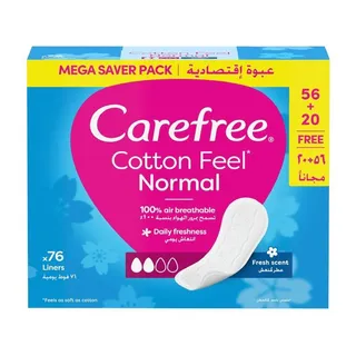 Carefree Daily Cotton Panty Liners Fresh Scent, 76 Pieces
