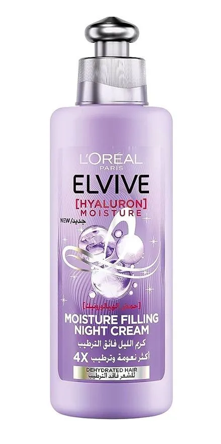 L'Oreal Elvive Moisturizing Filling Night Hair Cream with Hyaluronic Acid for Dehydrated Hair