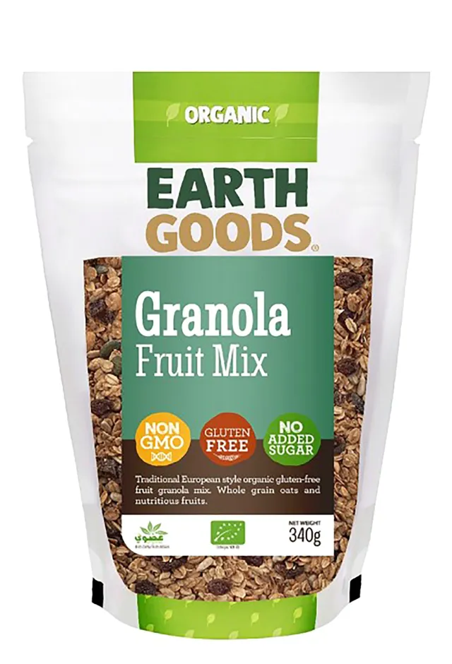 Earth Goods Organic Gluten Free Fruit Granola Mix Non Gmo Gluten Free No Added Sugar 340 Gm