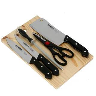 Wooden Cutting Board with Knife Set, 5 Piece
